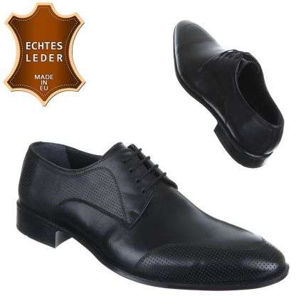 Herren Leder Businessschuhe - black