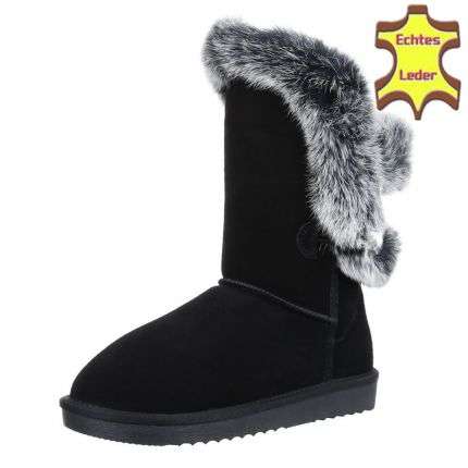 Leder Damen Stiefel - black