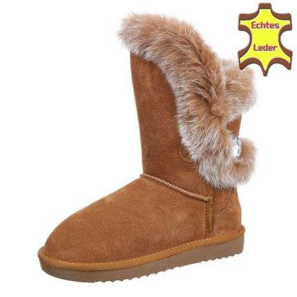 Leder Damen Stiefel - camel