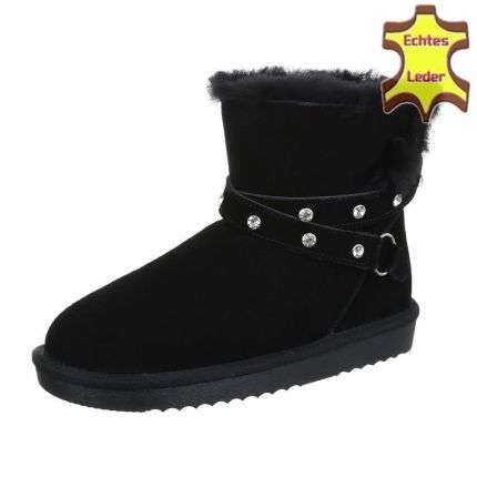 Leder Damen Stiefeletten - black