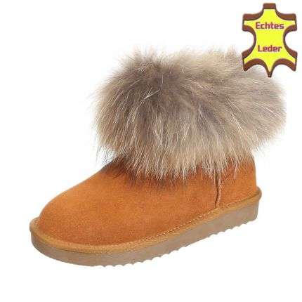 Leder Damen Stiefeletten - camel