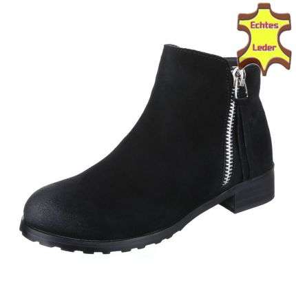 Leder Damen Stiefeletten - black