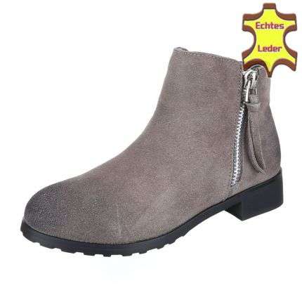 Leder Damen Stiefeletten - grey
