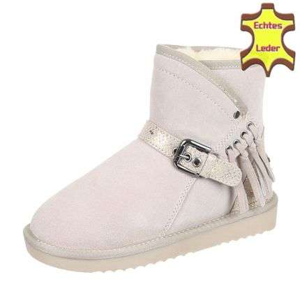 Leder Damen Stiefeletten - beige