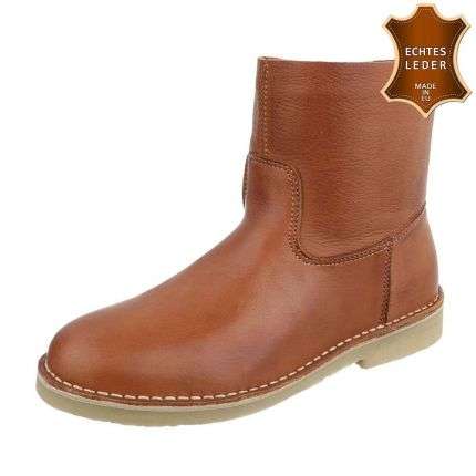 Damen Leder Stiefeletten - camel
