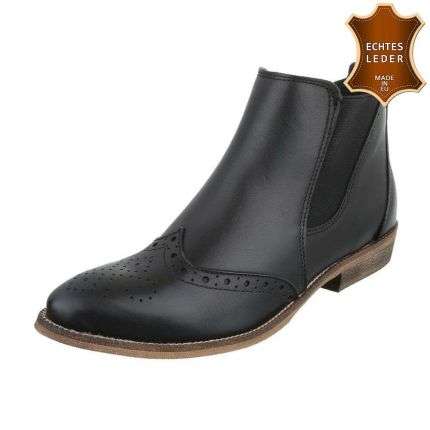 Damen Leder Stiefeletten - black