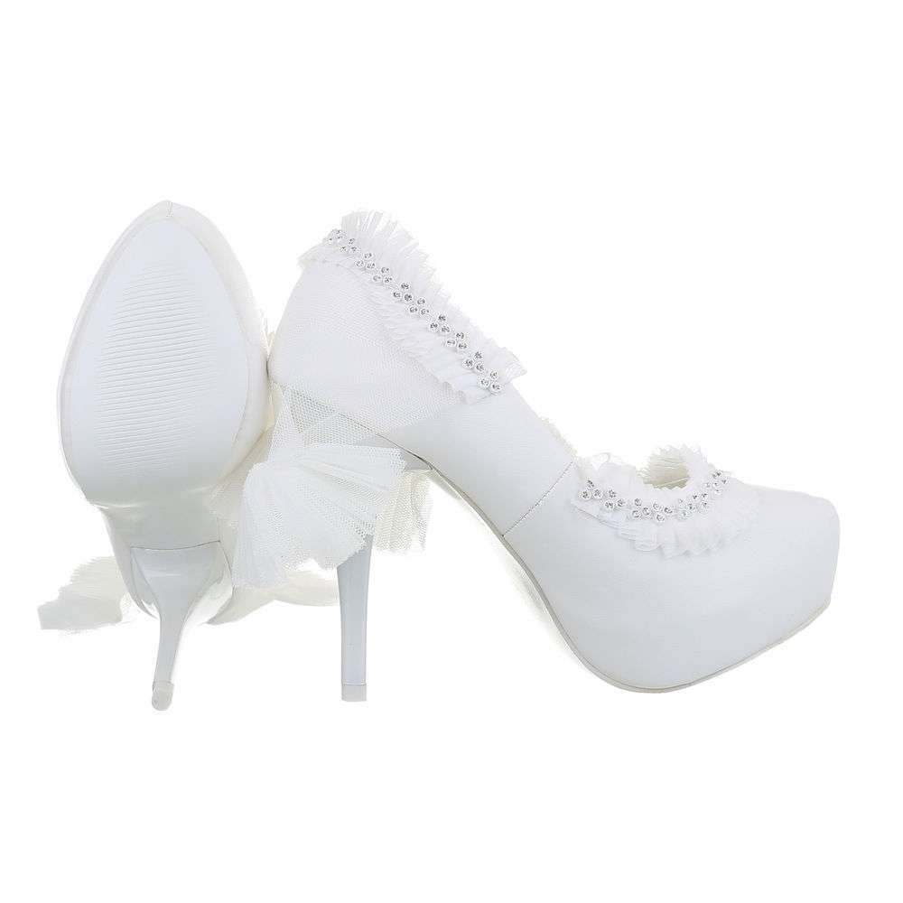 Pantofi cu toc înalt de nuntă pentru femei - alb - image 2