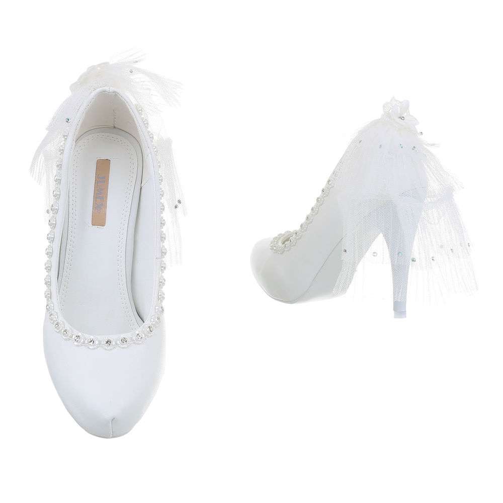 Pantofi cu toc înalt de nuntă pentru femei - alb - image 3