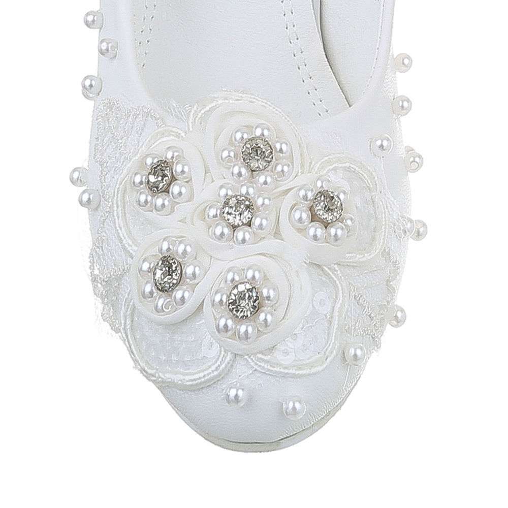 Pantofi cu toc înalt de nuntă pentru femei - alb - image 4