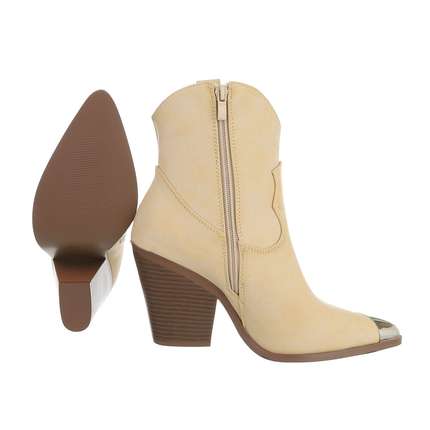 Damen High-Heel Stiefeletten - beige