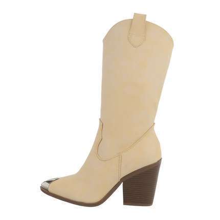 Damen High-Heel Stiefeletten - beige