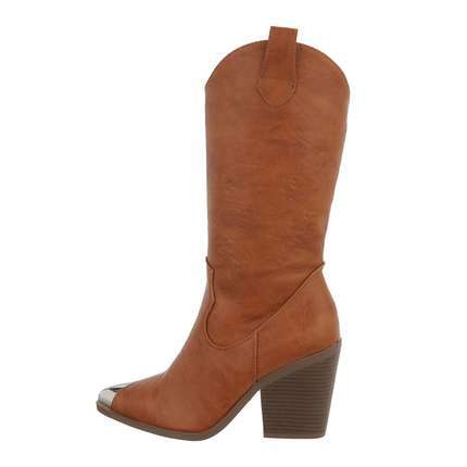 Damen High-Heel Stiefeletten - camel