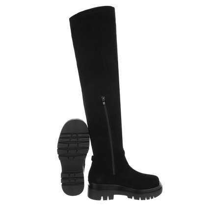 Damen Overknee-Stiefel - blacksuede