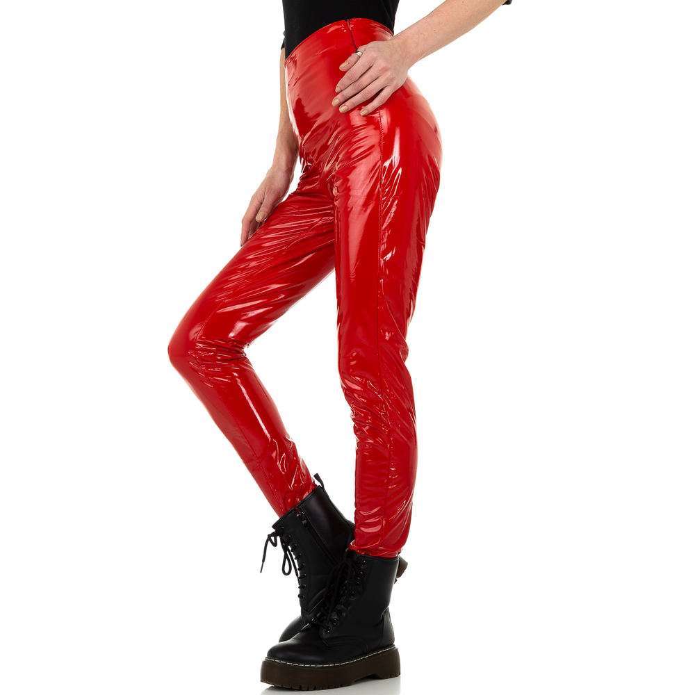 Pantaloni pentru femei din piele de aspect Daysie - roșu - image 2