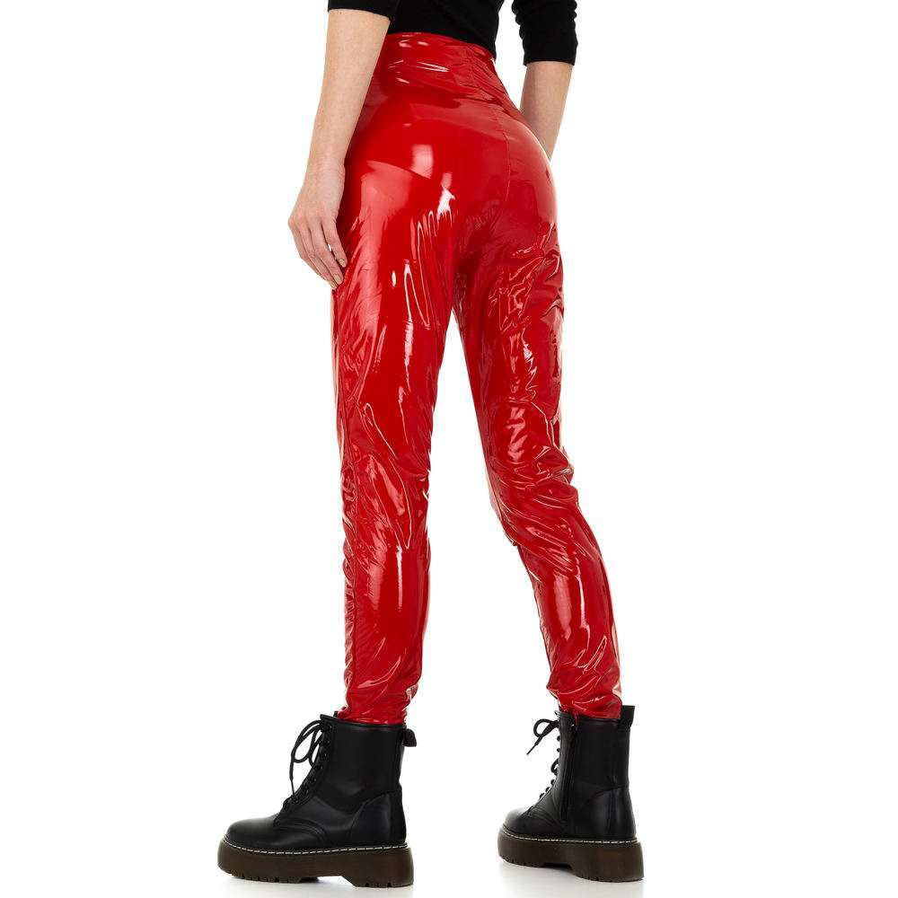 Pantaloni pentru femei din piele de aspect Daysie - roșu - image 3