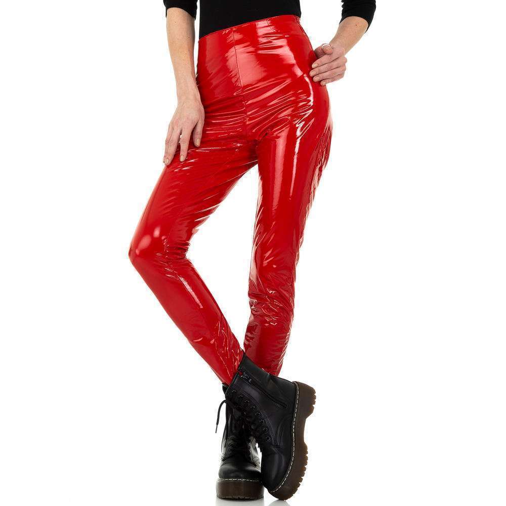 Pantaloni pentru femei din piele de aspect Daysie - roșu - image 5
