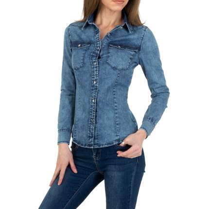 Damen Hemdbluse von Gress Jeans Wear Gr. XS/34 - blue