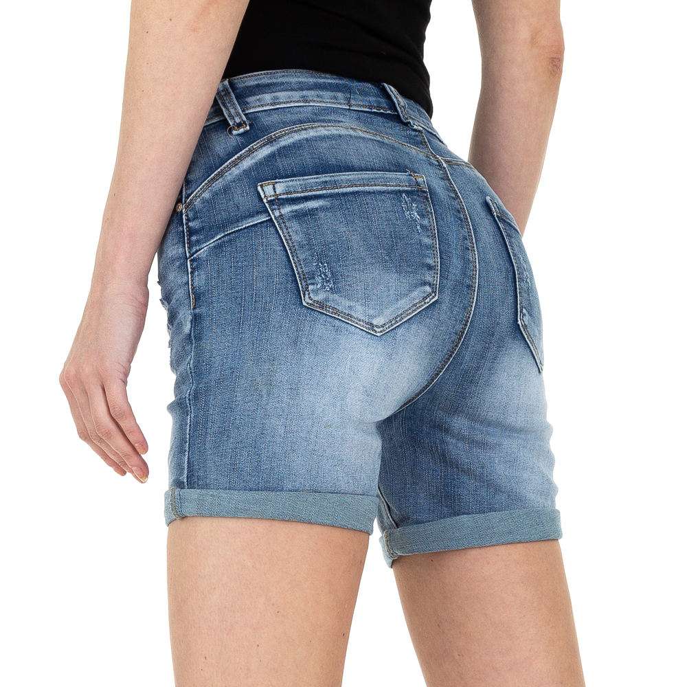 Pantaloni scurți din denimi din denim pentru femei de la Denim colorat - albastru - image 4