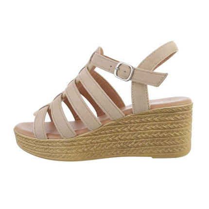Damen Keilsandaletten - beige