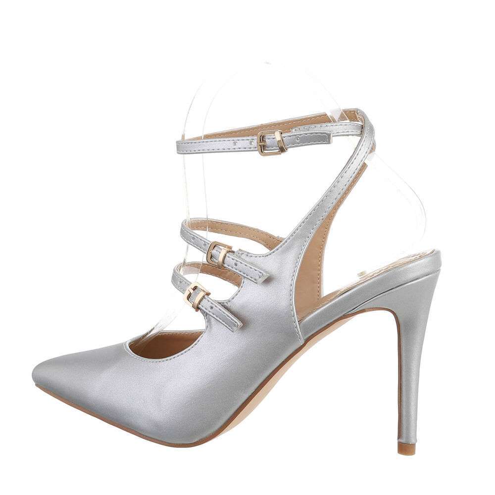 Pantofi cu toc înalt pentru femei - argintiu
