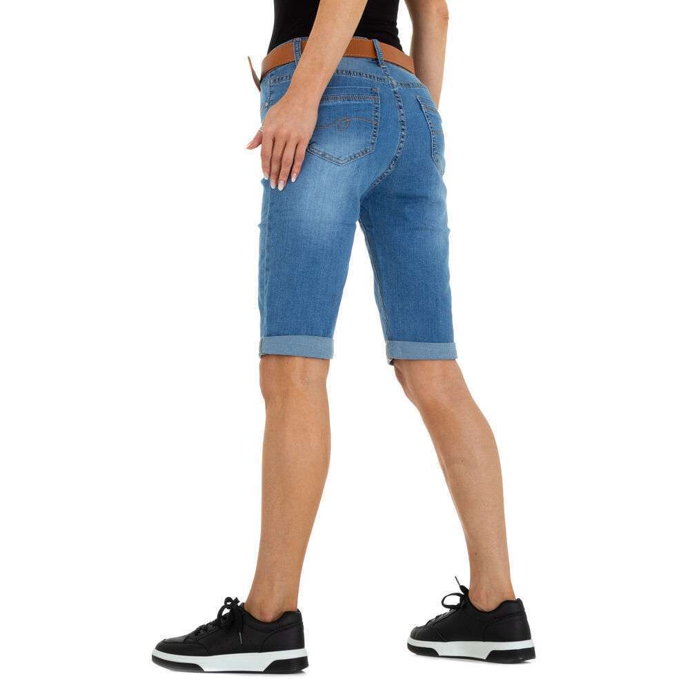 Pantaloni scurți din denim pentru femei marca Miss Curry - albastră - image 3