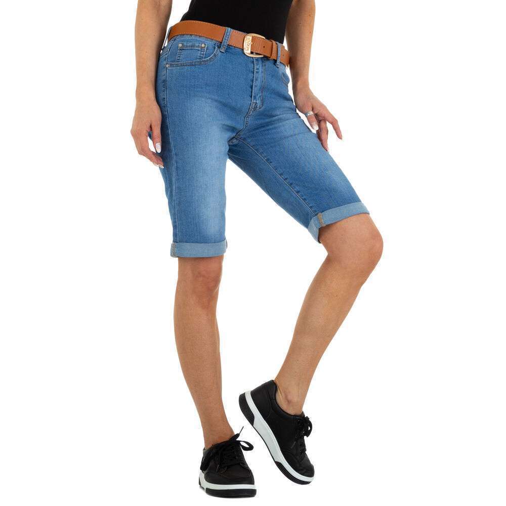 Pantaloni scurți din denim pentru femei marca Miss Curry - albastră - image 4