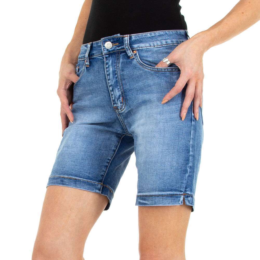 Pantaloni scurți din denim pentru femei marca Colorful Premium - albastră - image 2