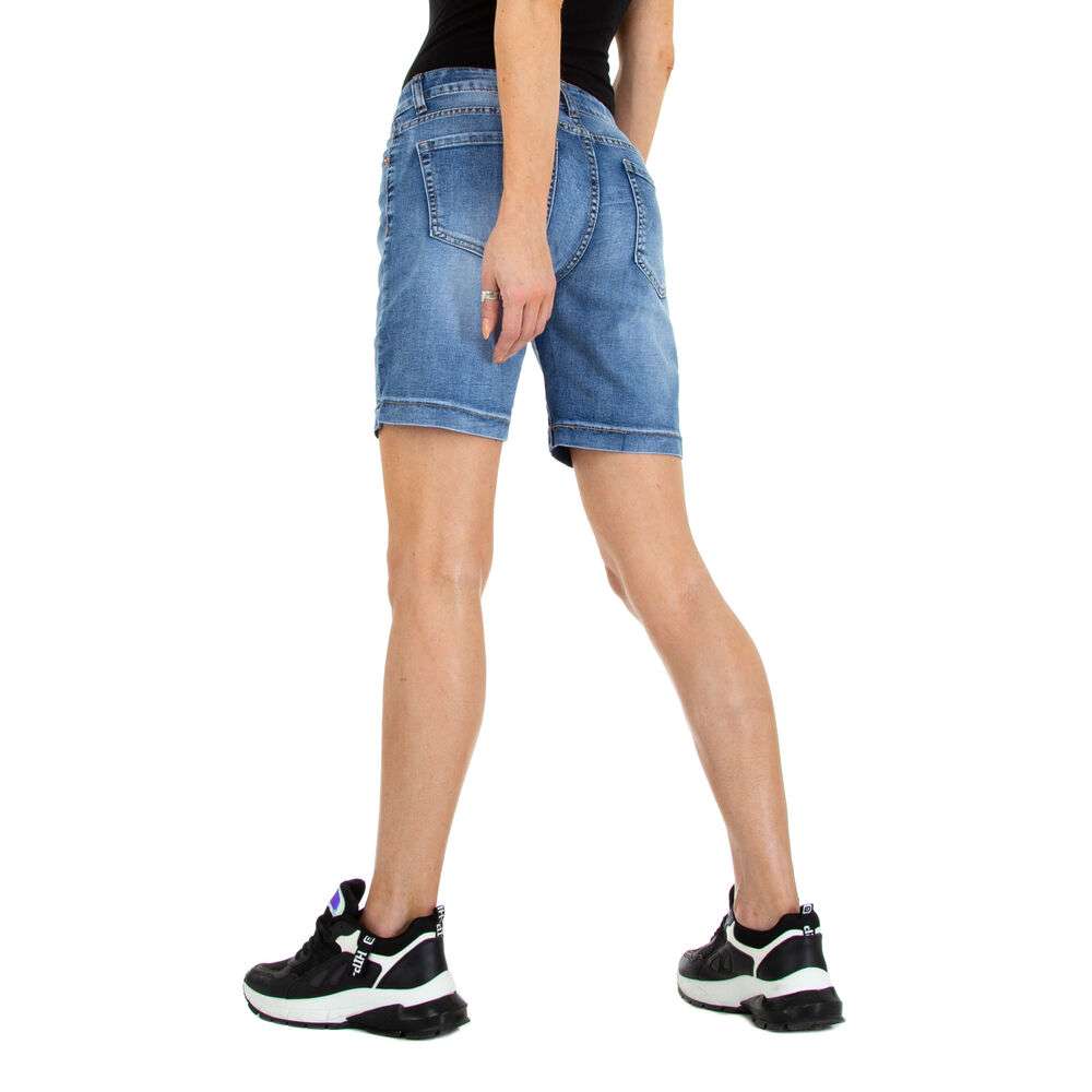 Pantaloni scurți din denim pentru femei marca Colorful Premium - albastră - image 3