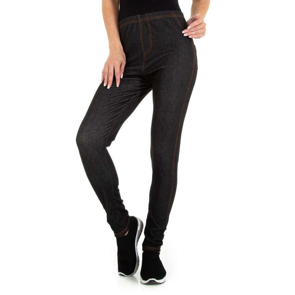 Jambiere cu aspect de jeans pentru dame marca Holala - negru