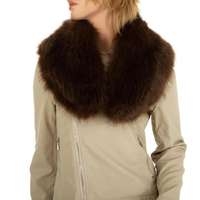 Damen Kunstfellkragen Gr. One Size - brown