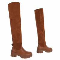 Damen Overknee-Stiefel - camel
