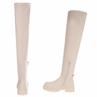 Damen Overknee-Stiefel - beige