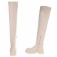 Damen Overknee-Stiefel - beige