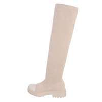 Damen Overknee-Stiefel - beige