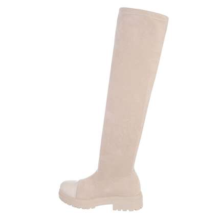 Damen Overknee-Stiefel - beige Gr. 36