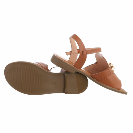 Damen Flache Sandalen - camel