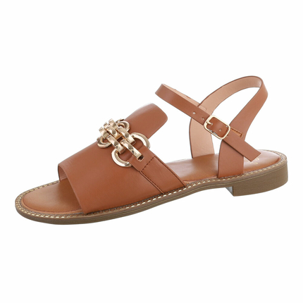 Damen Flache Sandalen - camel Gr. 36