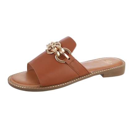 Damen Flache Sandalen - camel