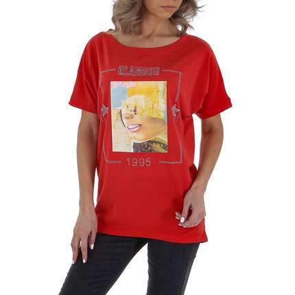 Damen T-Shirt von GLO STORY Gr. One Size - red