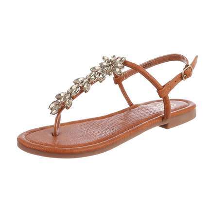 Damen Flache Sandalen - camel
