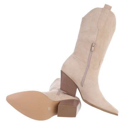 Damen Western- & Bikerboots - beigesuede