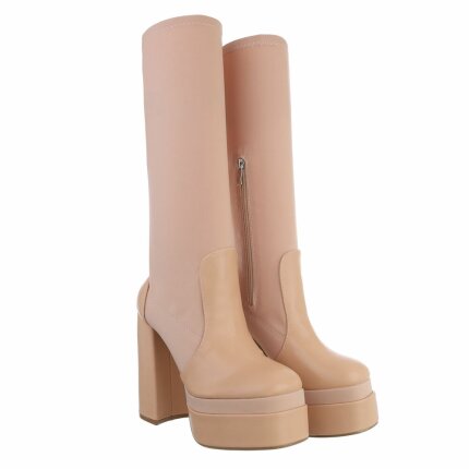 Damen High-Heel Stiefel - beige