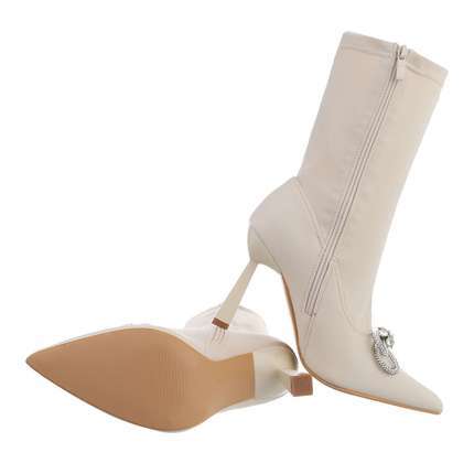 Damen High-Heel Stiefeletten - beige