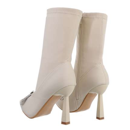 Damen High-Heel Stiefeletten - beige