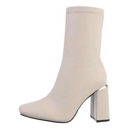 Damen High-Heel Stiefeletten - beige Gr. 38