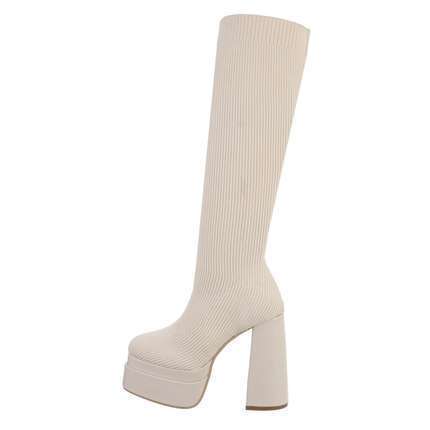 Damen High-Heel Stiefel - beige Gr. 38