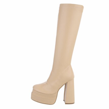 Damen High-Heel Stiefel - beige - 12 Paar