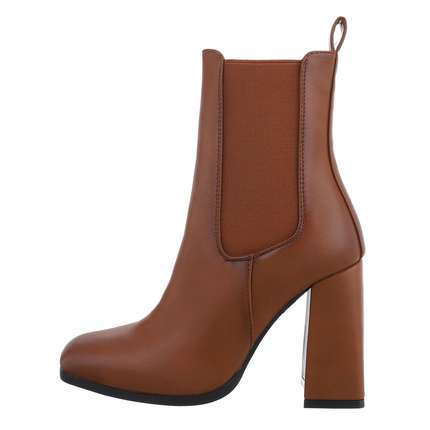 Damen High-Heel Stiefeletten - camel