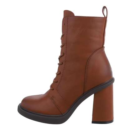 Damen High-Heel Stiefeletten - camel