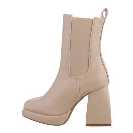 Damen High-Heel Stiefeletten - beige